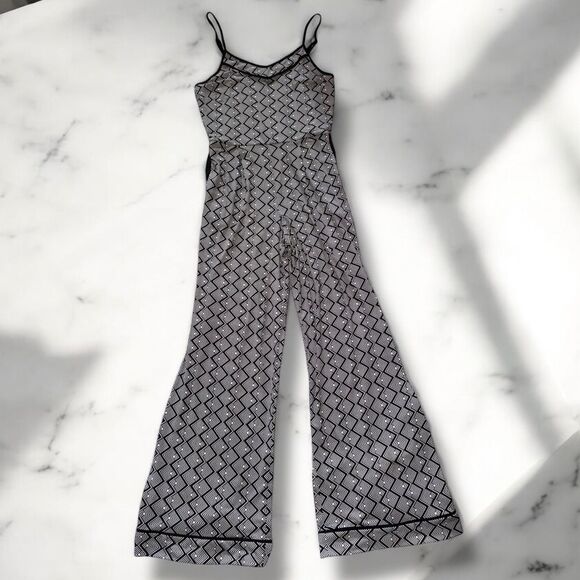 Anthropologie Monteau Jumpsuit Black & White Geometric Print Size Large - Picture 2 of 16